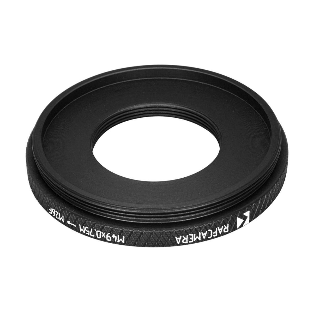 M49x0.75 male to M26x0.75 female thread adapter (49mm to 26mm step-down ring)