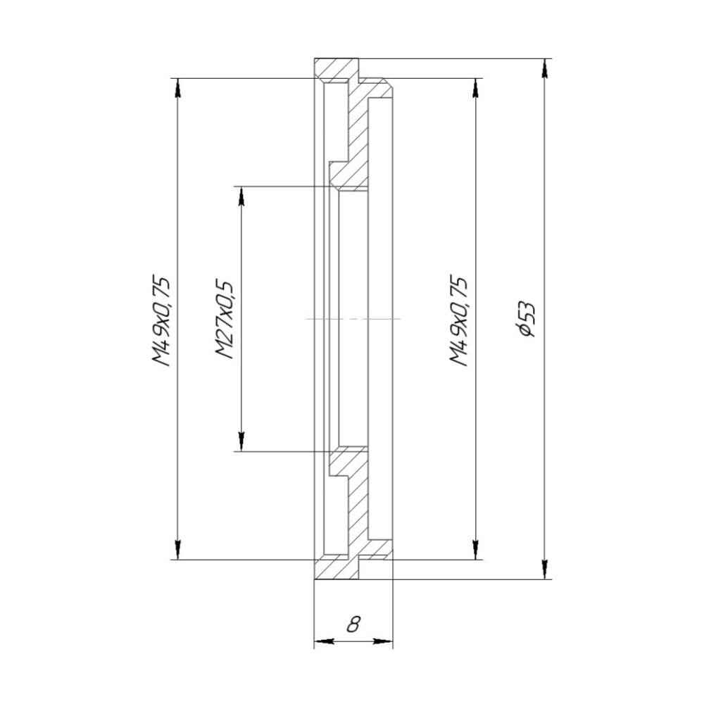 M49x0.75 male to M27x0.5 female to thread adapter for Spiratone