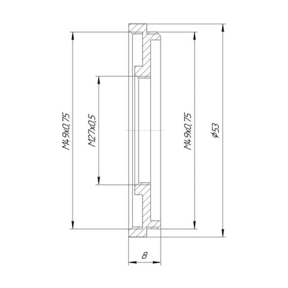M49x0.75 male to M27x0.5 female to thread adapter for Spiratone
