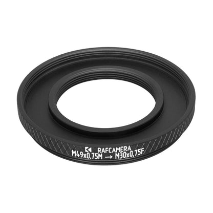 M49x0.75 male to M30x0.75 female thread adapter (49mm to 30mm step-down ring)