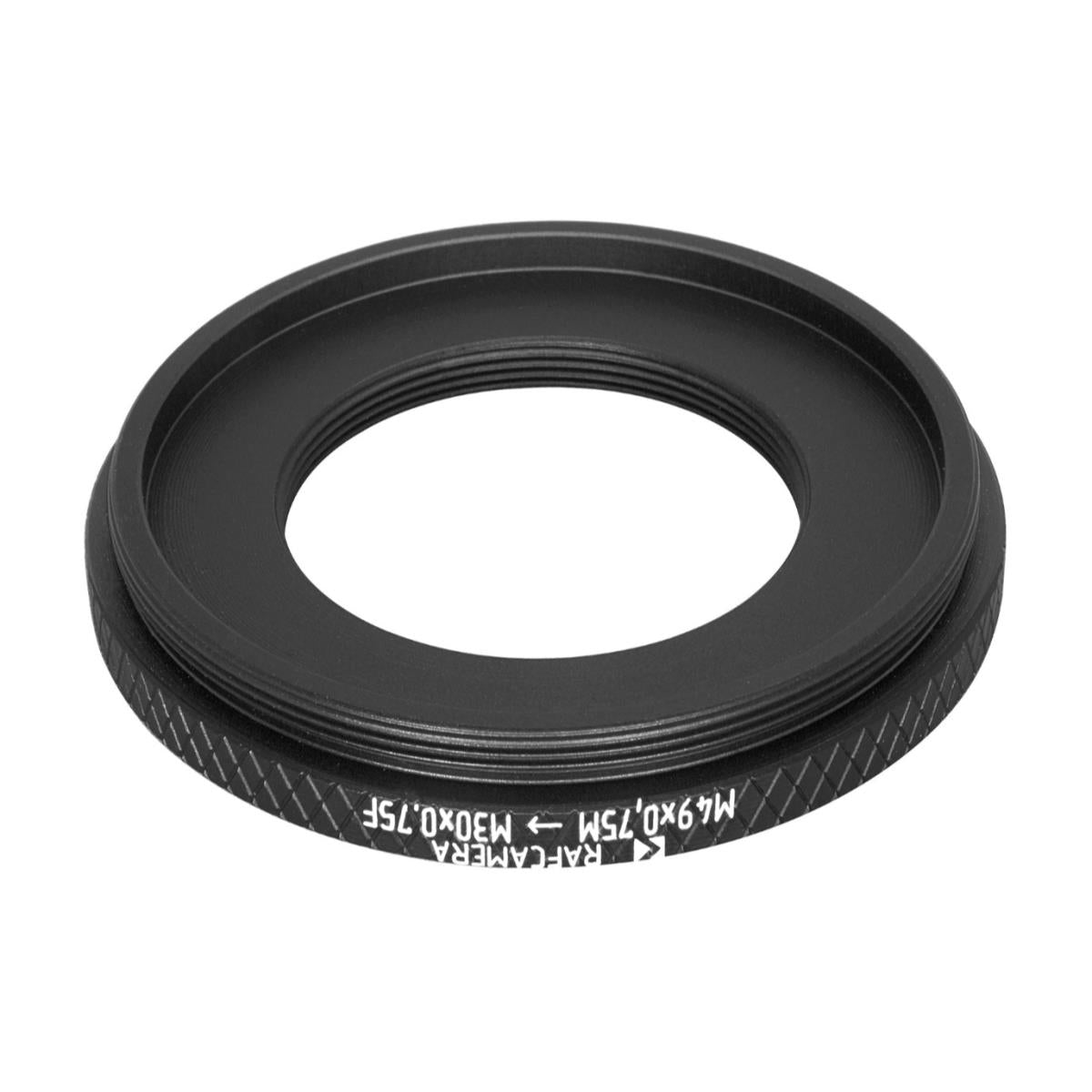 M49x0.75 male to M30x0.75 female thread adapter (49mm to 30mm step-down ring)