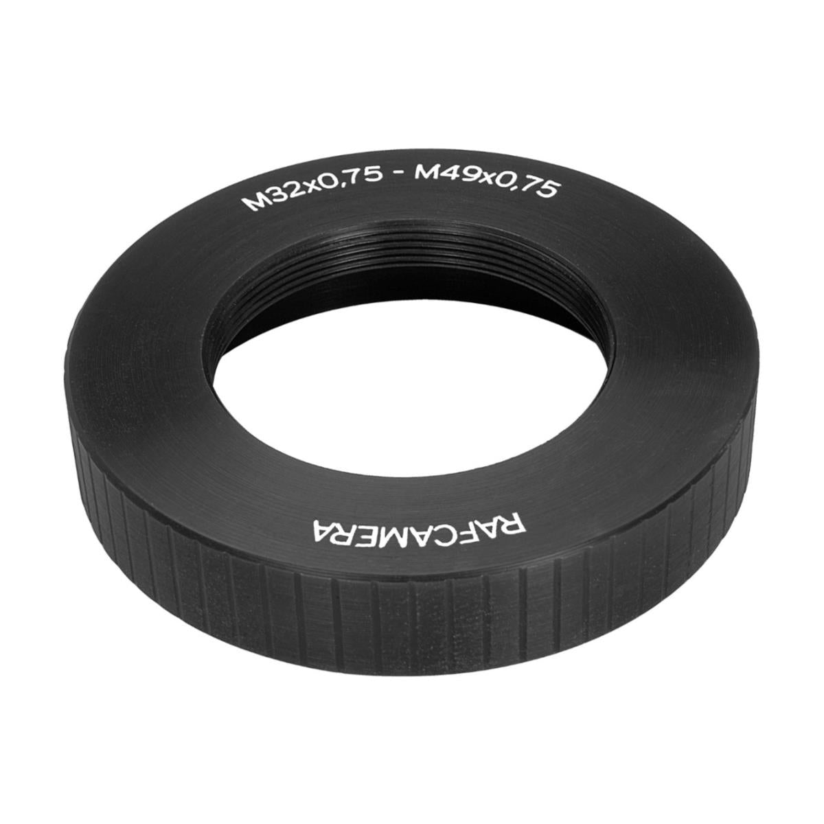 M49x0.75 male to M32x0.75 female thread adapter, 10mm deep
