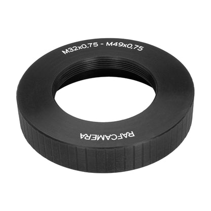 M49x0.75 male to M32x0.75 female thread adapter, 10mm deep