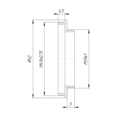 M49x0.75 male to M39x1 (LTM) male thread adapter for macrophotography