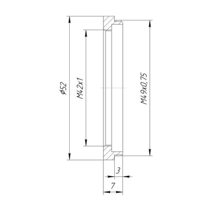M49x0.75 male to M42x1 female thread adapter