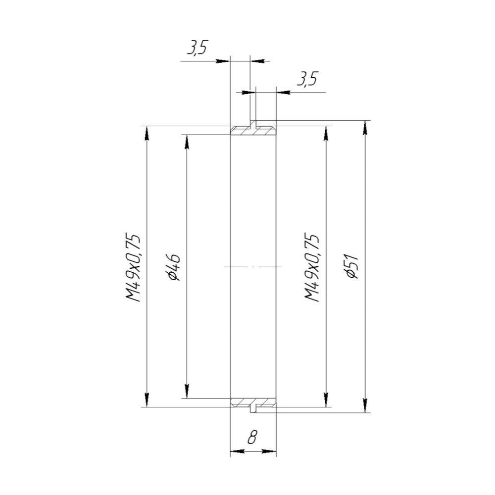 M49x0.75 male to M49x0.75 male thread adapter