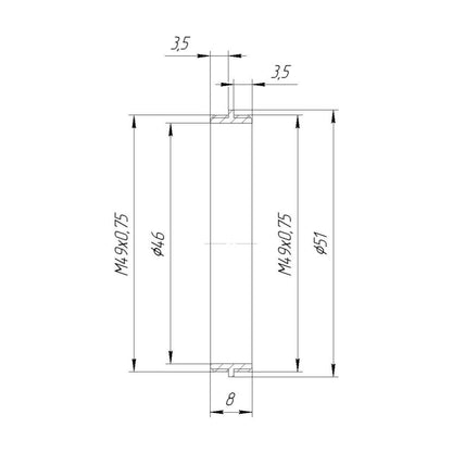 M49x0.75 male to M49x0.75 male thread adapter