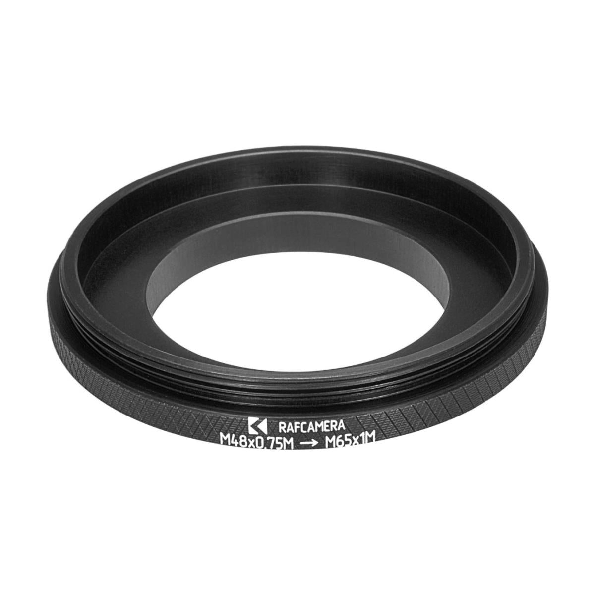 M48x0.75 male to M65x1 male thread adapter