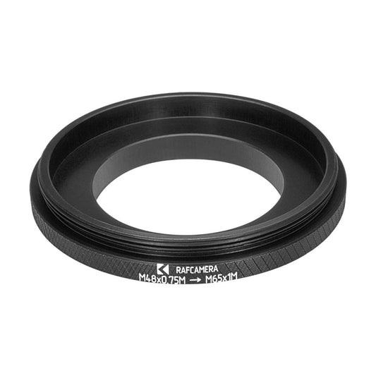 M48x0.75 male to M65x1 male thread adapter