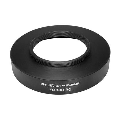 M49x0.75 male to M77x0.75 female thread adapter with 80mm outer diameter
