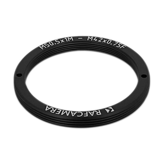 M50.5x1 male to M42x0.75 female thread adapter, flangeless