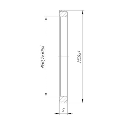 M50.7x30tpi female to M58x1 male thread adapter for Betax #3 shutter