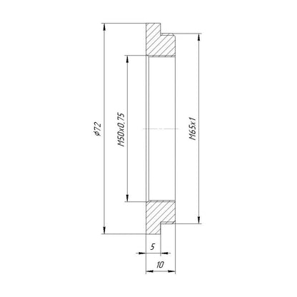M50x0.75 female to M65x1 male thread adapter