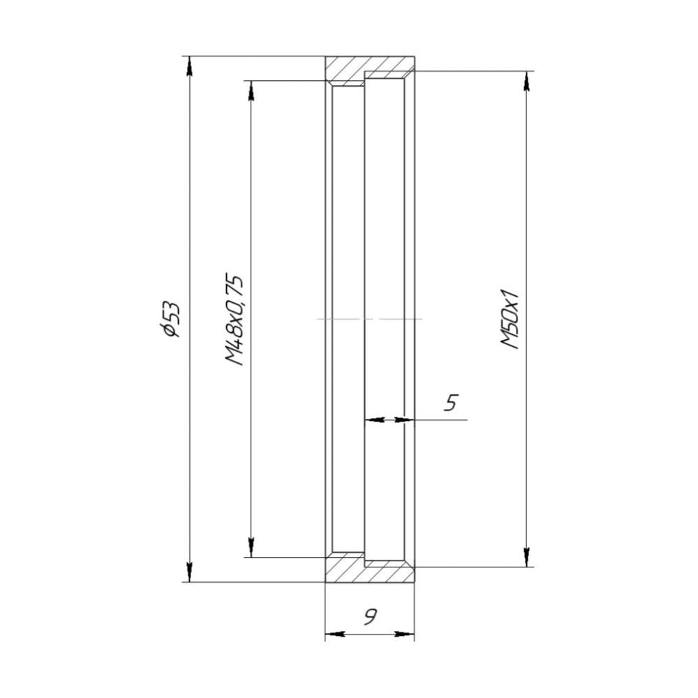 M50x1 female to M48x0.75 female thread adapter