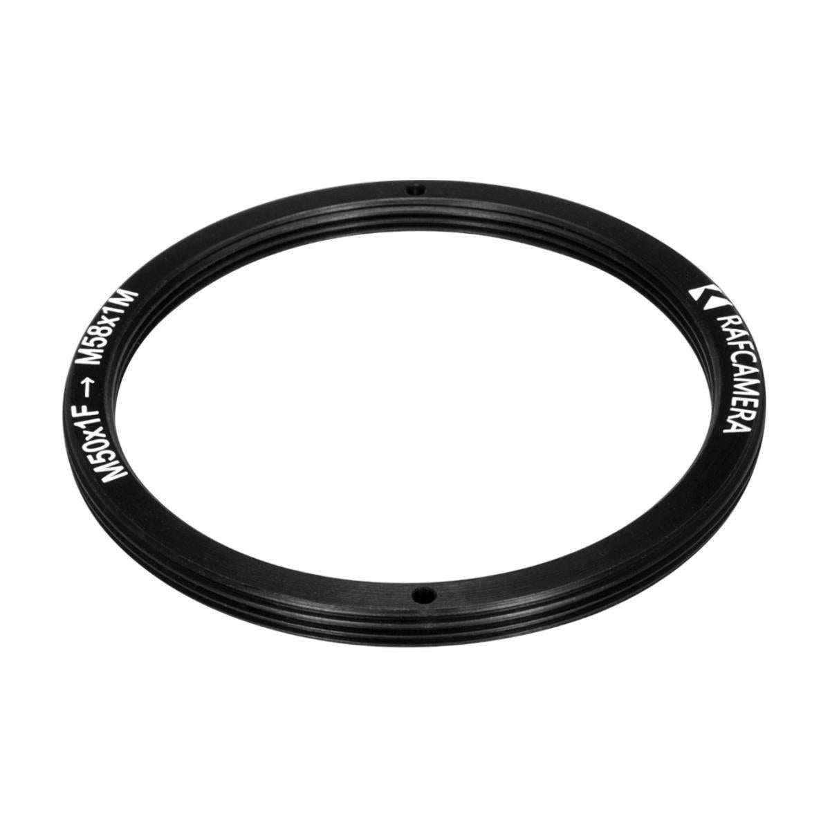 M50x1 female to M58x1 male thread adapter, flangeless