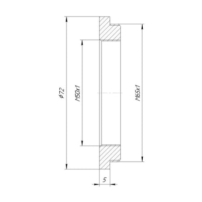 M50x1 female to M65x1 male thread adapter