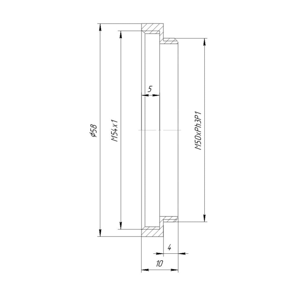M50xPh3P1 male to M54x1 female thread adapter for Leica MS5
