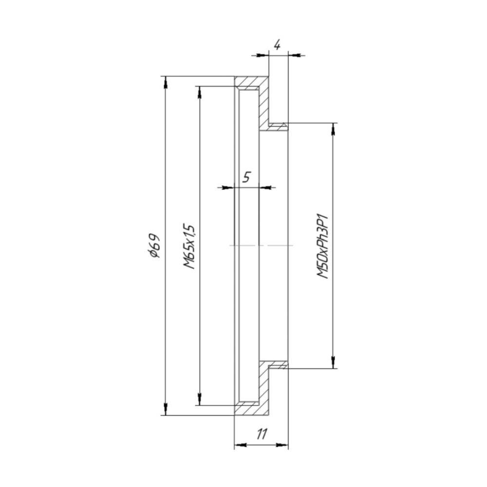 M50xPh3P1 male to M65x1.5 female thread adapter for Leica microscopes