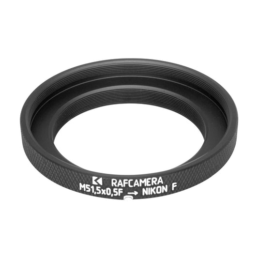 M51.5x0.5 female thread to Nikon F camera mount adapter