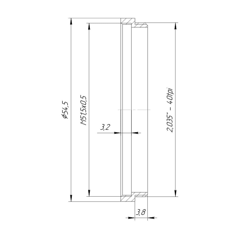 M51.5x0.5 female to SM2 male thread adapter for Zork Multi Focus System
