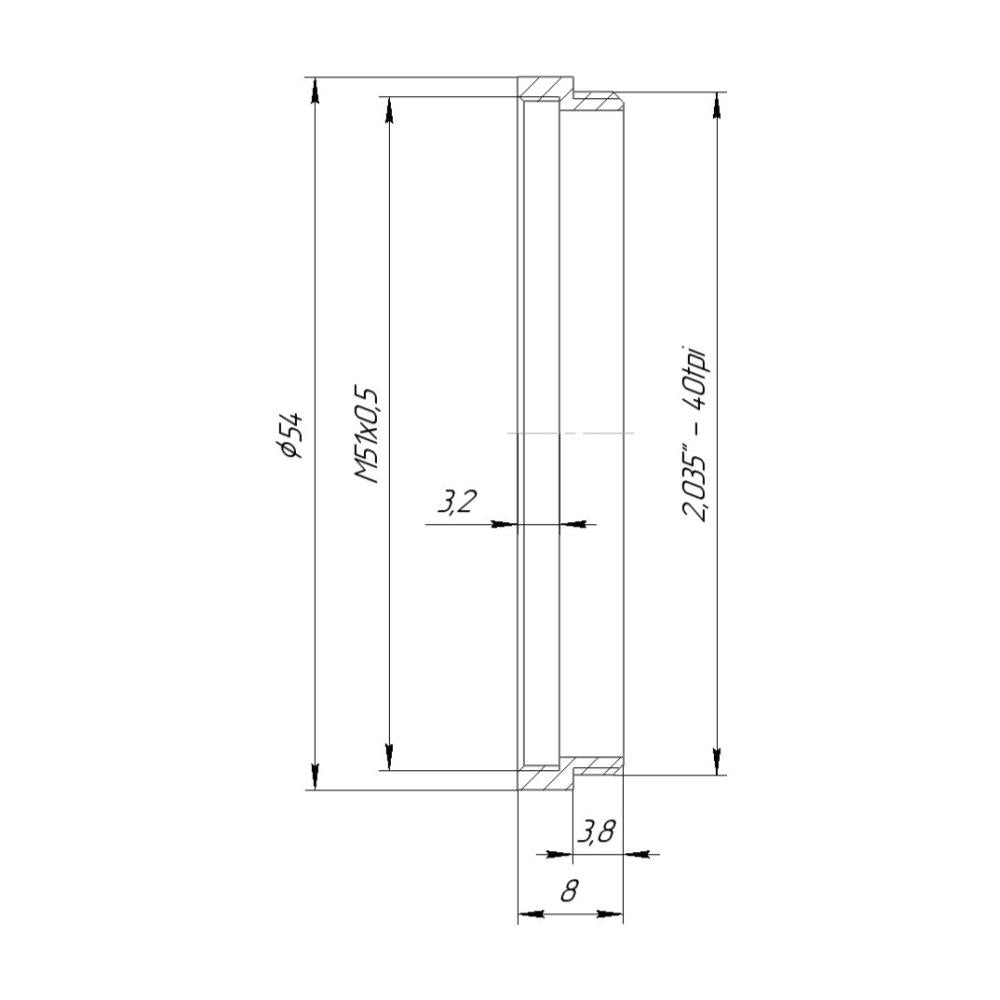 M51x0.5 female to SM2 male thread adapter