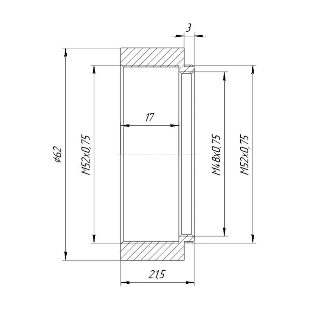 M52x0.75 thread extender (18.5mm) with M48x0.75 female thread