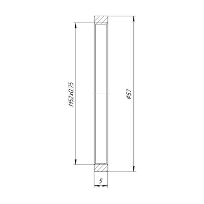 M52x0.75 female thread coupler (retaining ring), 5mm