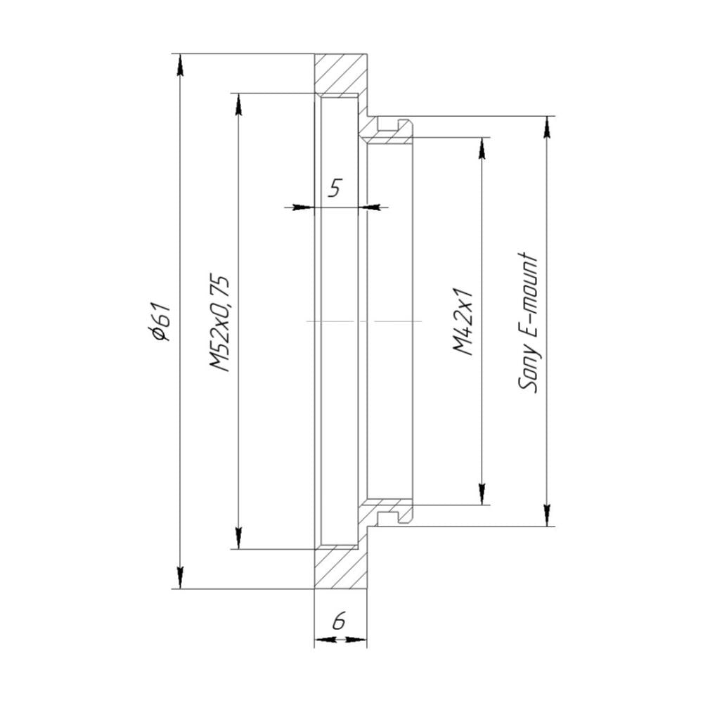 M52x0.75 female thread to Sony E-mount camera adapter