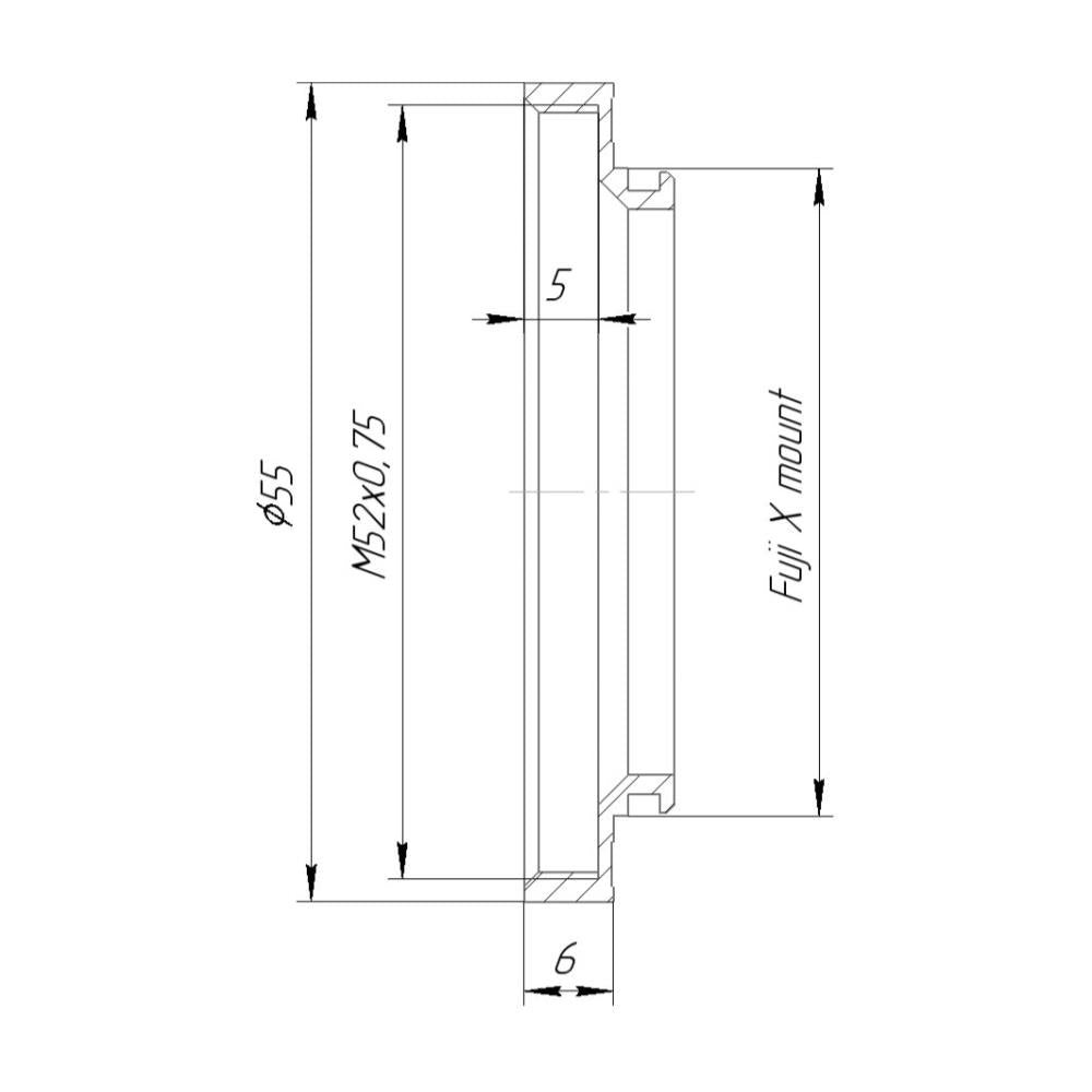 M52x0.75 female thread to Fujifilm X-mount (FX) adapter for helicoids