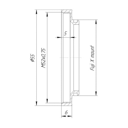 M52x0.75 female thread to Fujifilm X-mount (FX) adapter for helicoids