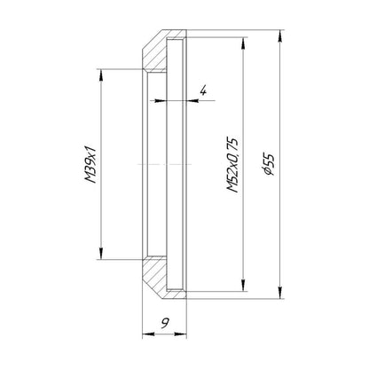 M52x0.75 female to M39x1 female thread adapter
