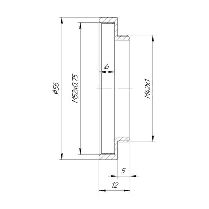 M52x0.75 female thread to M42x1 male thread adapter