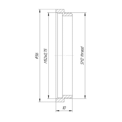 M52x0.75 female to SM2 male thread adapter