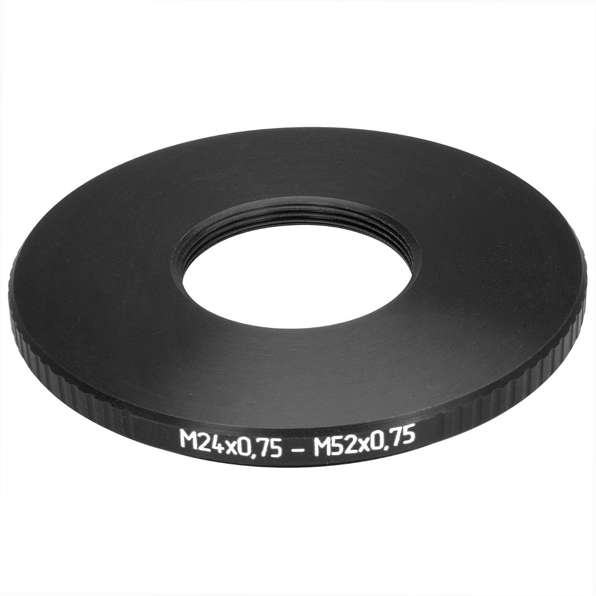 M52x0.75 male to M24x0.75 female thread adapter (52mm to 24mm step-down ring)
