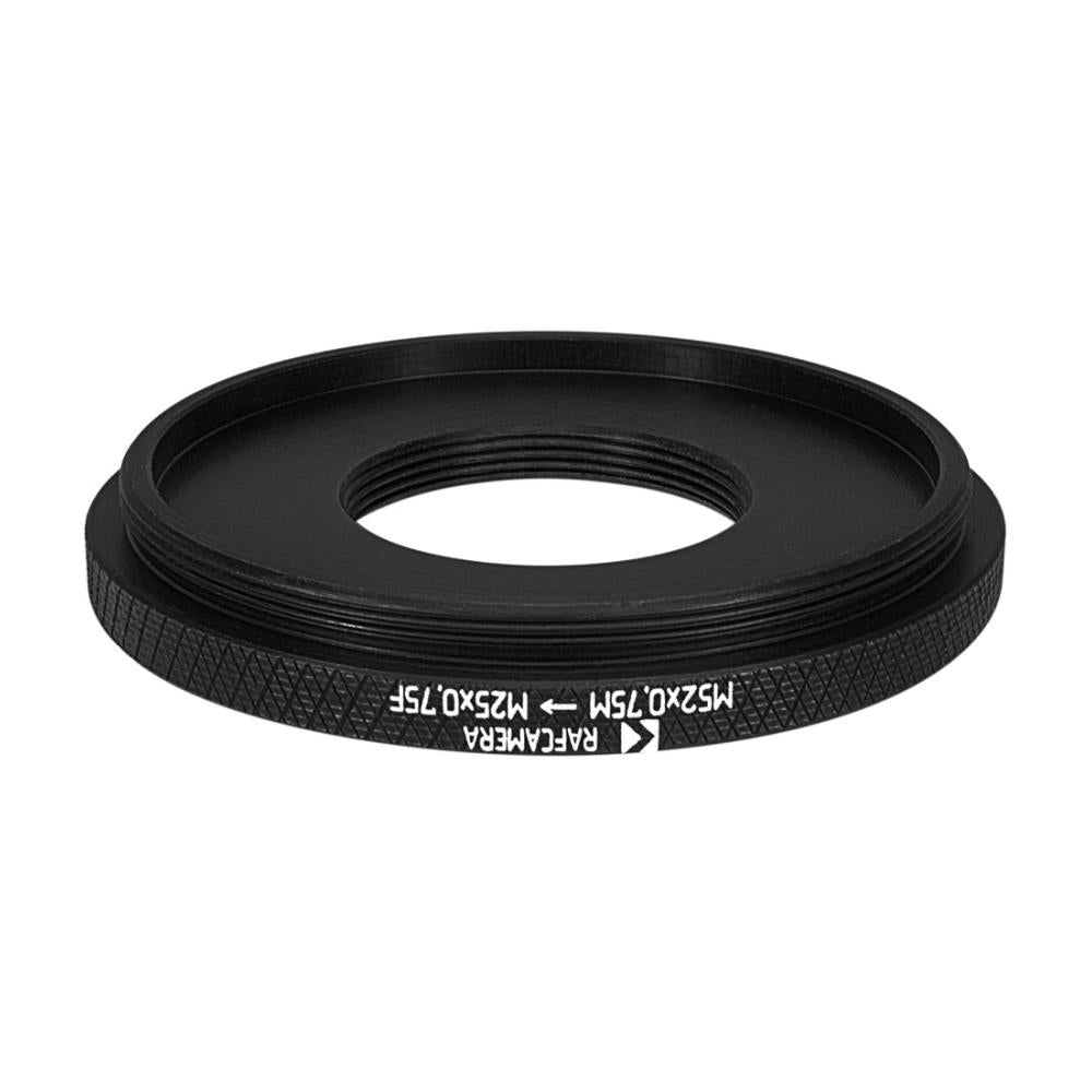 M52x0.75 male to M25x0.75 female thread adapter (52mm to 25mm step-down ring)