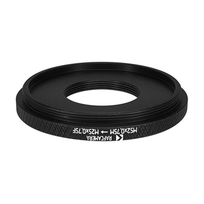 M52x0.75 male to M25x0.75 female thread adapter (52mm to 25mm step-down ring)