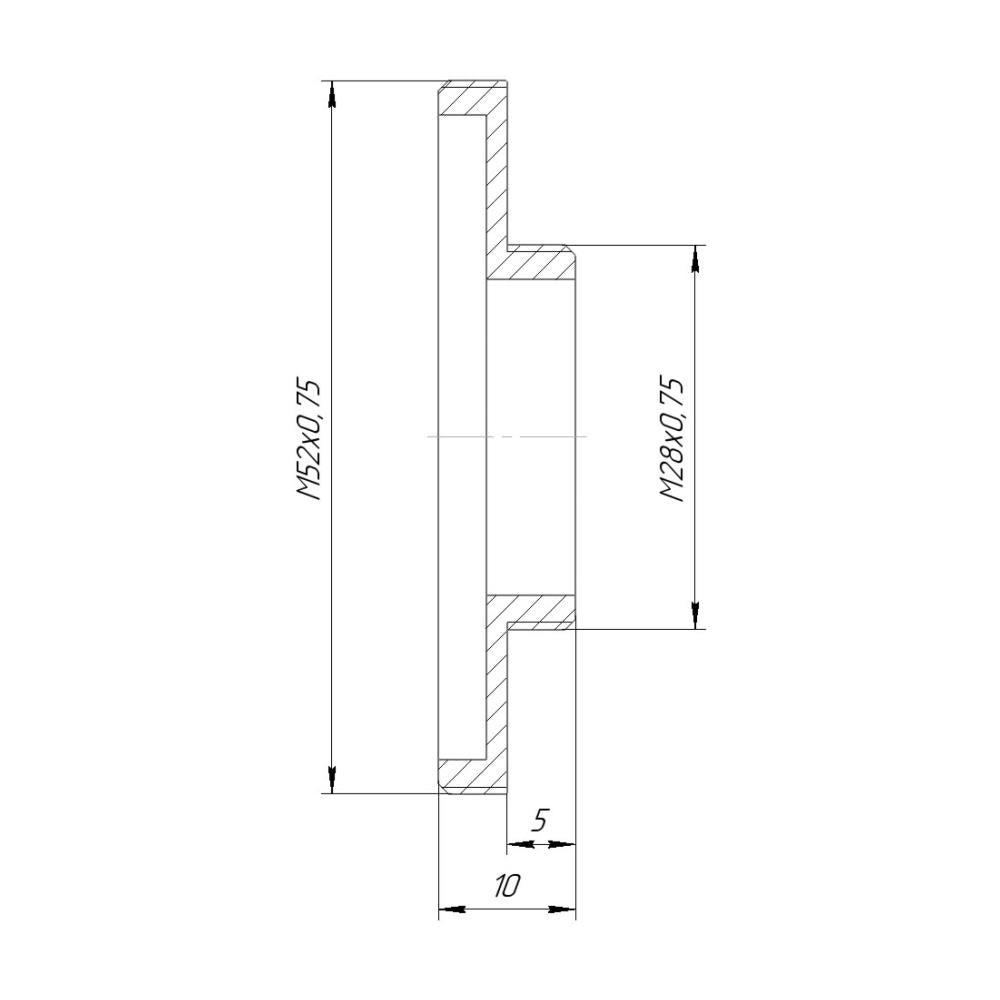 M52x0.75 male to M28x0.75 male thread adapter