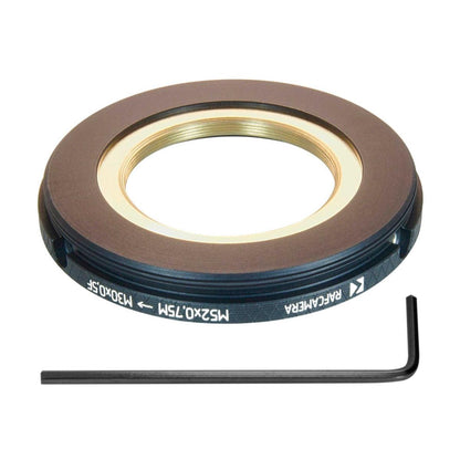 M30x0.5 female to M52x0.75 male thread adapter (52mm to 30mm step-down ring)
