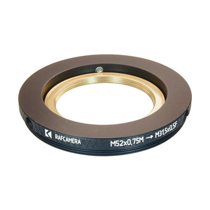 M52x0.75 male to M31.5x0.5 female thread adapter, adjustable