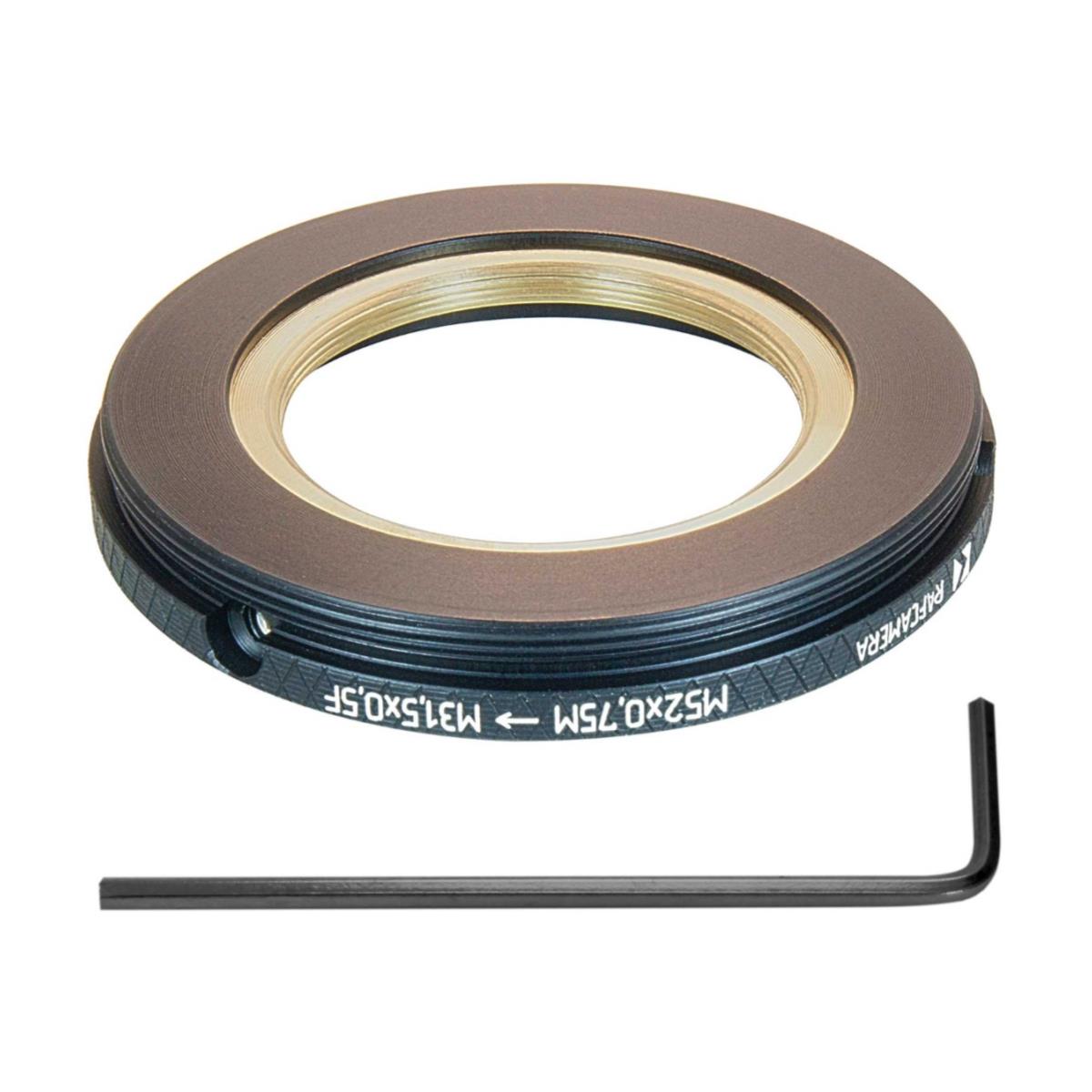 M52x0.75 male to M31.5x0.5 female thread adapter, adjustable
