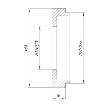 M52x0.75 male to M32x0.75 female thread adapter, DEEP