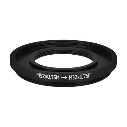 M52x0.75 male to M32x0.75 female thread adapter (52mm to 32mm step-down ring)