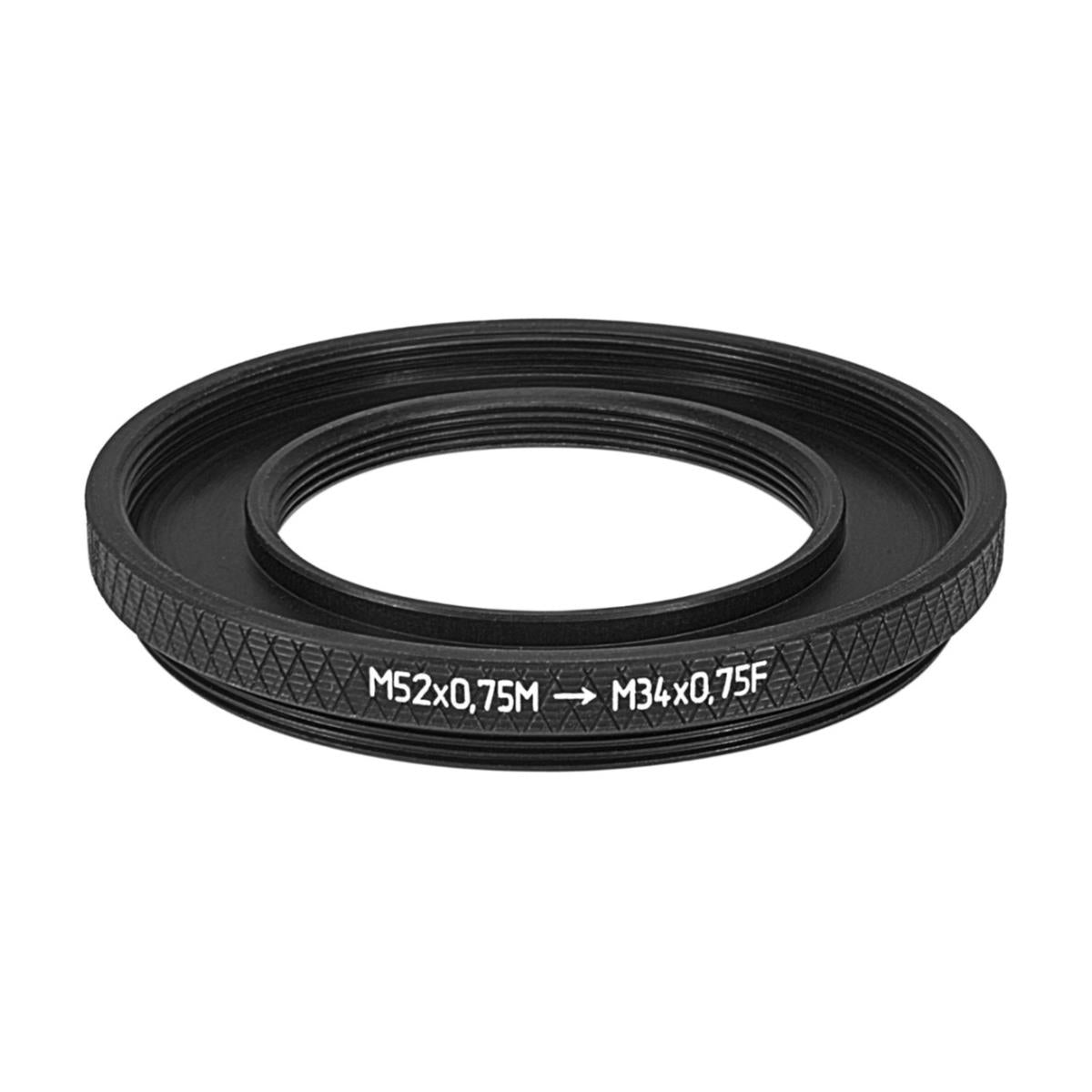 M52x0.75 male to M34x0.75 female thread adapter (52mm to 34mm step-down ring)