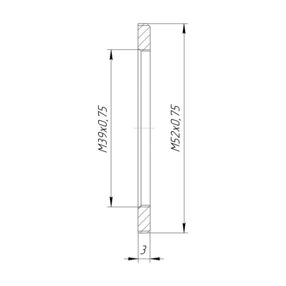 M52x0.75 male to M39x0.75 female thread adapter, flangeless