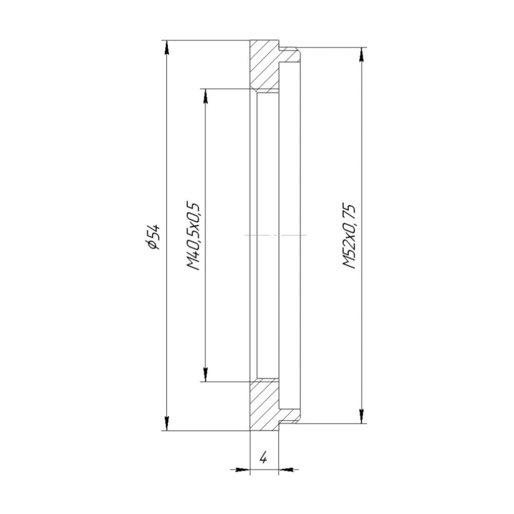 M52x0.75 male to M40.5x0.5 female thread adapter