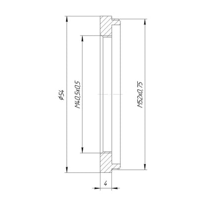 M52x0.75 male to M40.5x0.5 female thread adapter
