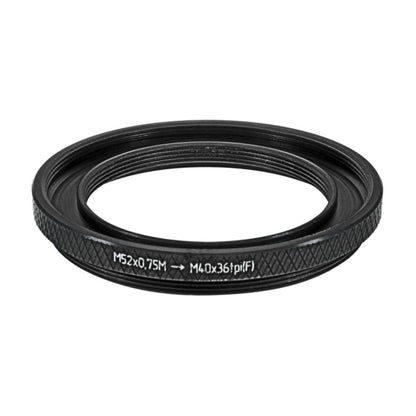 M52x0.75 male to M40x36tpi female thread adapter (52mm to 40mm step-down ring)