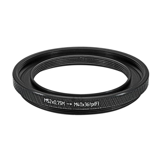 M52x0.75 male to M40x36tpi female thread adapter (52mm to 40mm step-down ring)