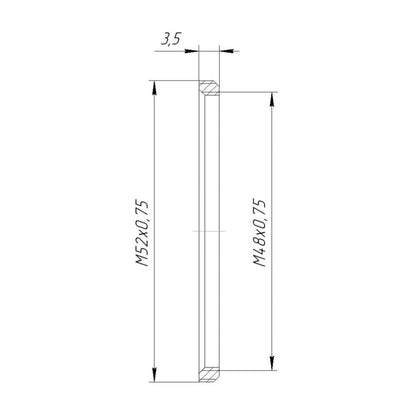 M52x0.75 male to M48x0.75 female adapter (52mm to 48mm step-down ring)