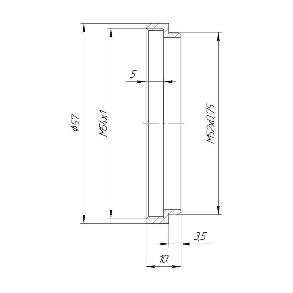 M52x0.75 male to M54x1 female thread adapter for Olympus DF Plan 1x objective
